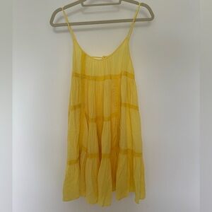 Free People yellow flowy dress with beautiful detail. Size S. Never worn.